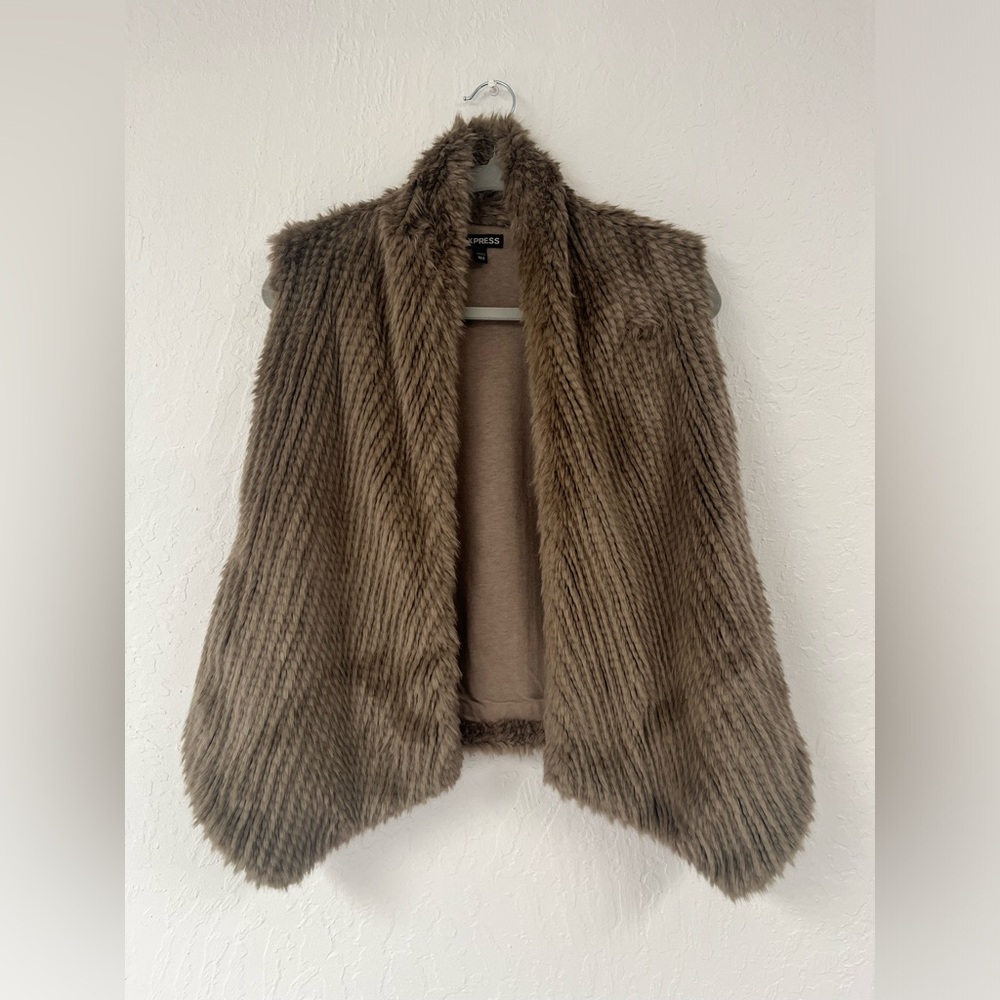 Brown faux fur vest